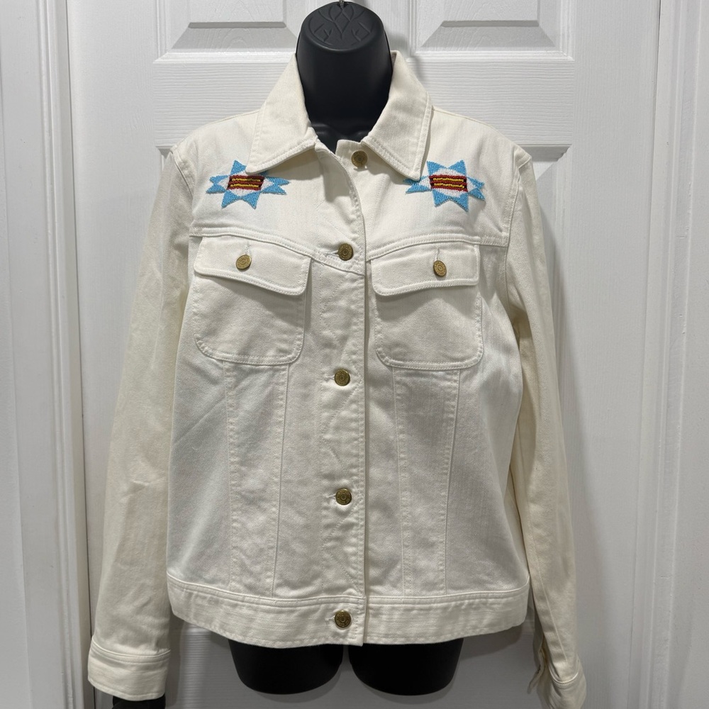 Ralph Lauren Lauren Jeans Beaded Detail Navajo Style Denim Jacket